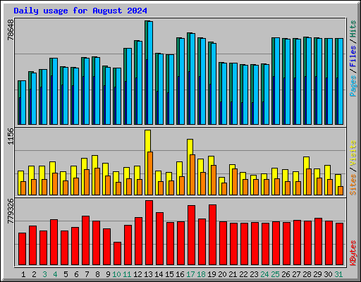 Daily usage for August 2024